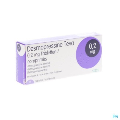 Desmopressine Teva 0,2mg Tabl 15 X 0,2mg