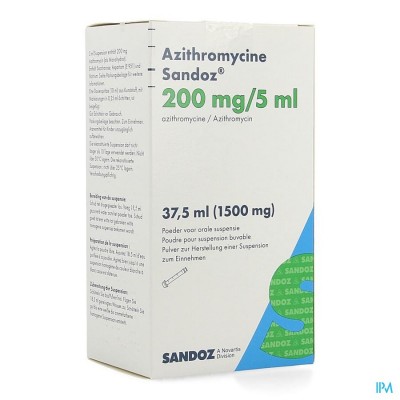 Azithromycine Sandoz 200mg/5ml Pulv Susp Or 37,5ml