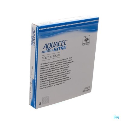 Aquacel Extra Verb Hydrofiber+versterk. 10x10cm 3