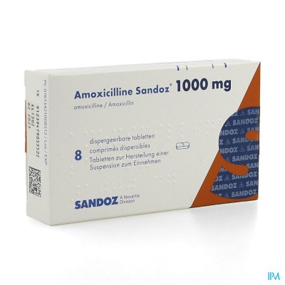 Amoxicilline Sandoz 1000mg Tabl Disp 8