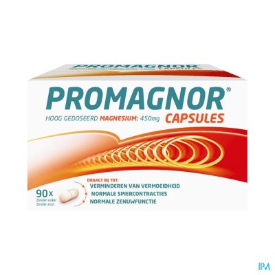 Promagnor: Hoog Gedoseerd Magnesium 450mg (90 capsules)