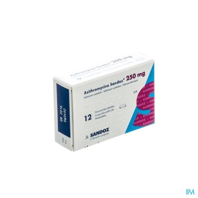 Azithromycine 250mg Sandoz Tabl Omhulde 12x250 mg